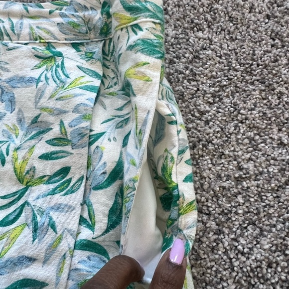 Ellen Tracy Linen Blend Tropical Print Pockets Elastic Back Waist Skort Size L - Picture 8 of 9